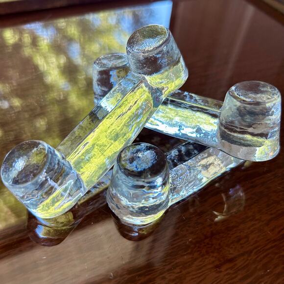 Vintage Clear Glass Knife Rest Set of 3 - Picture 6 of 11